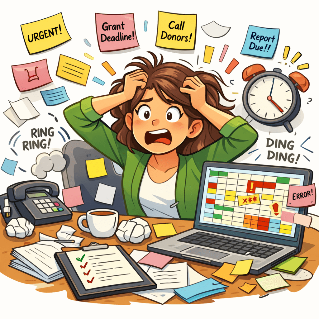 A nonprofit team overwhelmed by fragmented tools