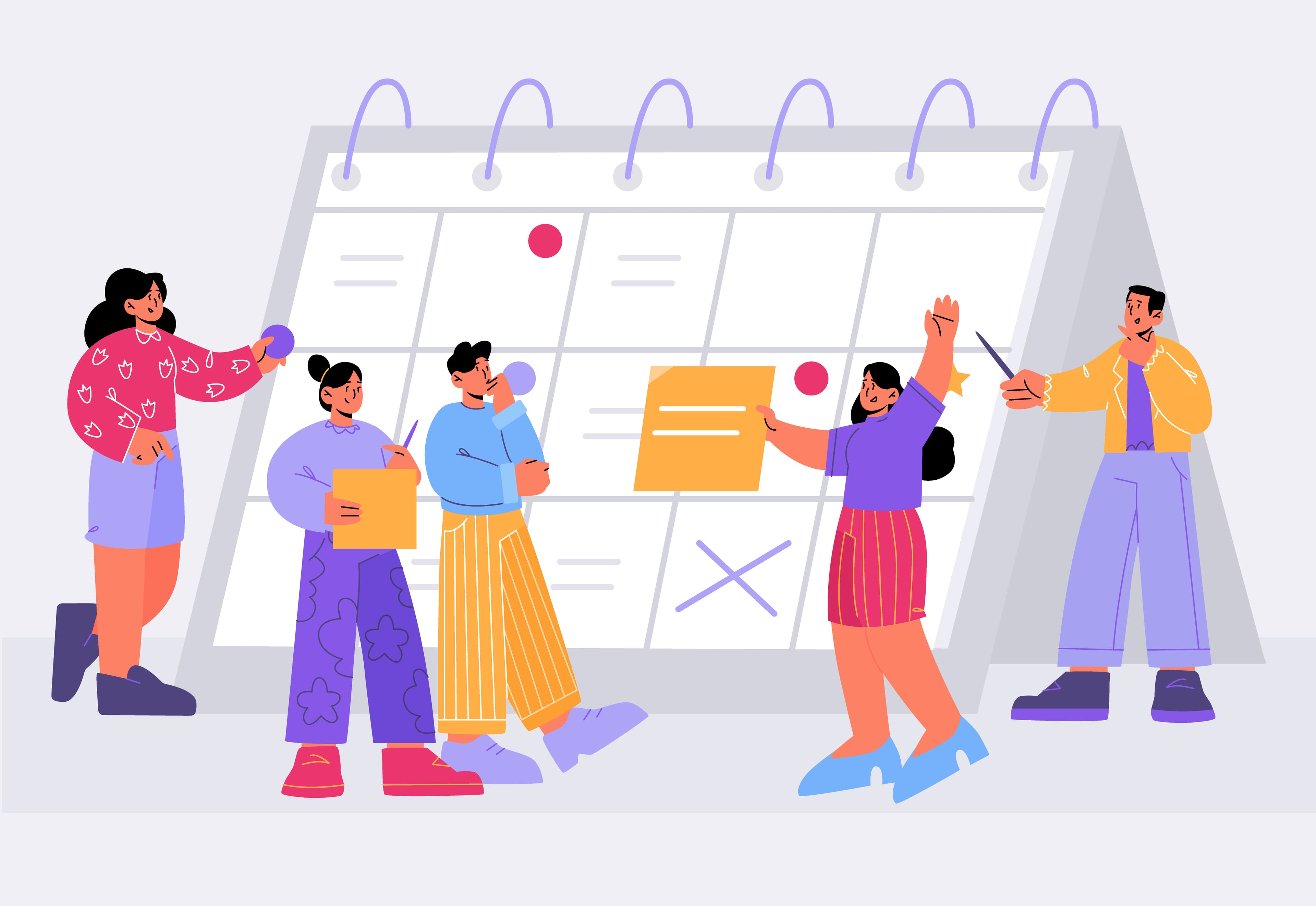 Illustration showing a smooth coordinated event workflow