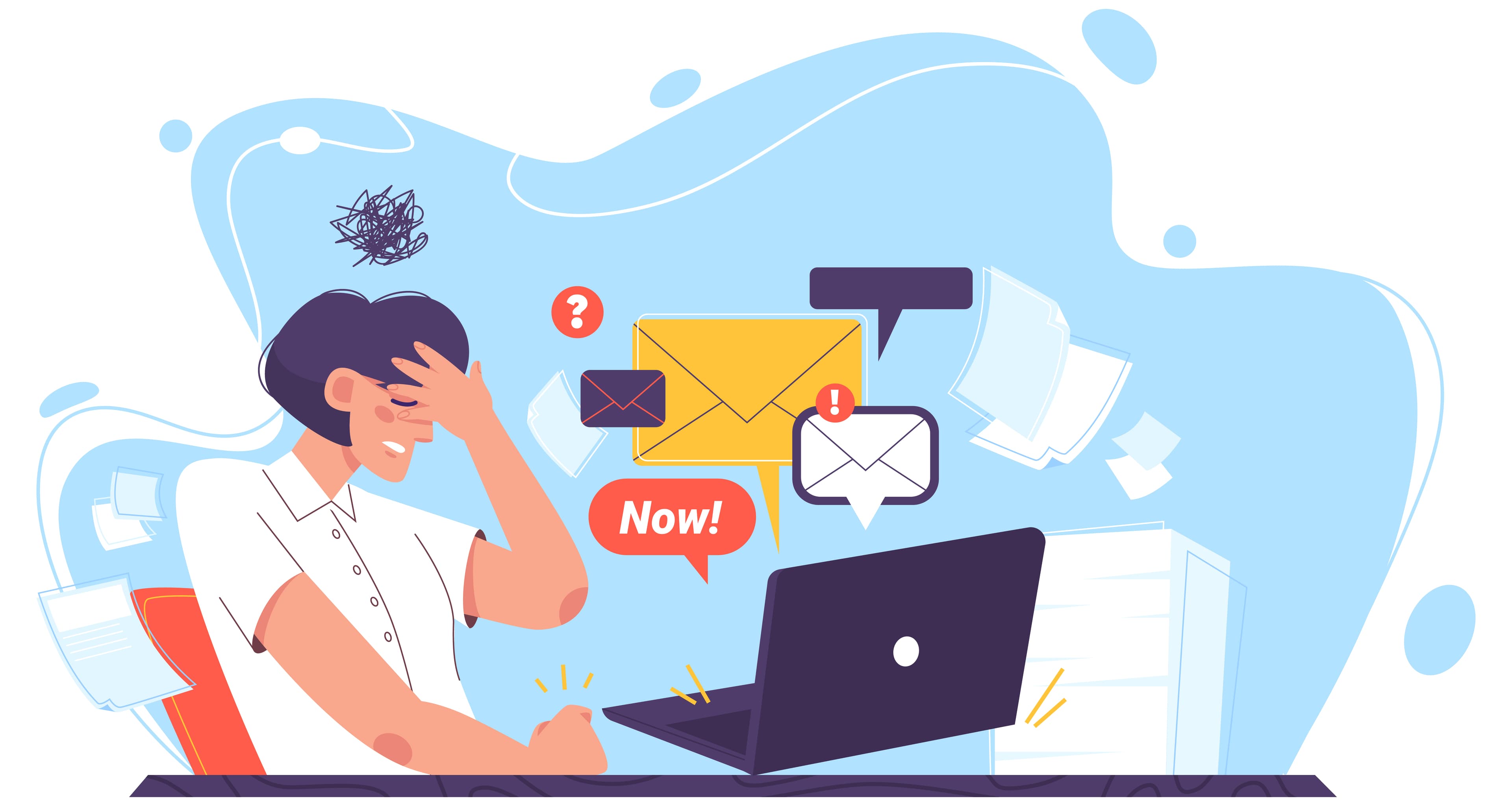 Illustration showing email marketing and campaign tracking feeling disconnected