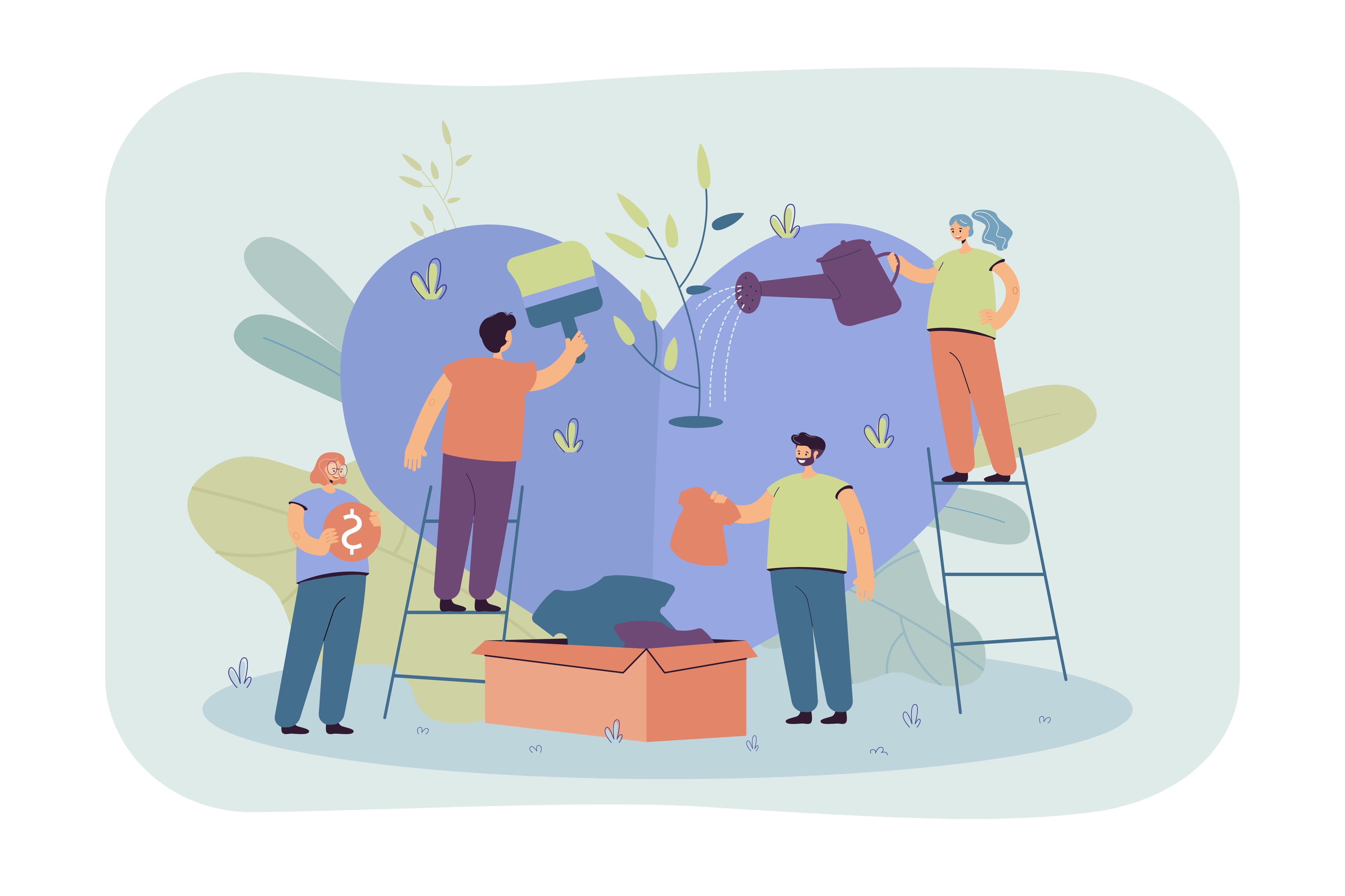 Illustration showing volunteers coordinated clearly together