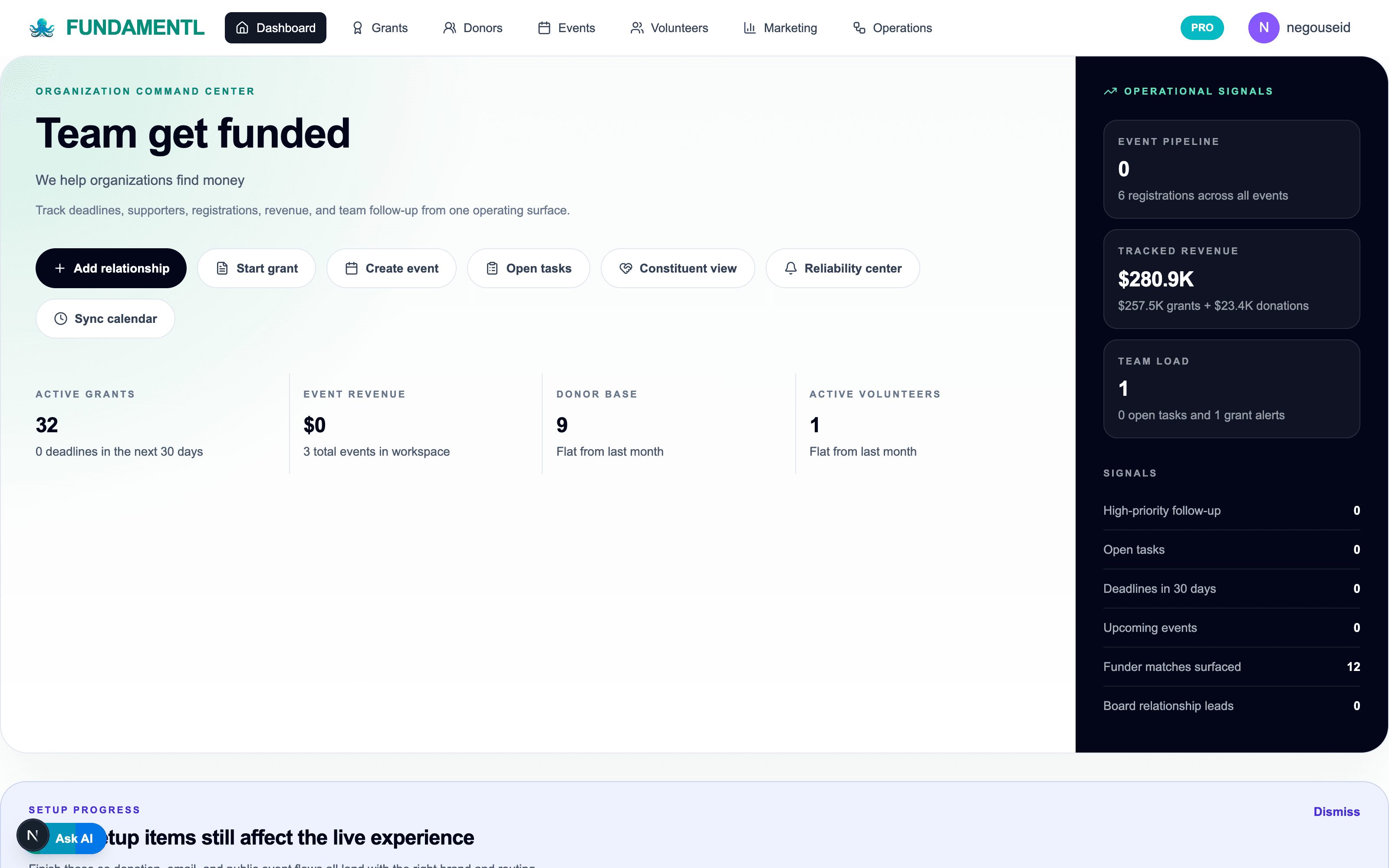 Fundamentl shared nonprofit operations record replacing spreadsheet-driven coordination